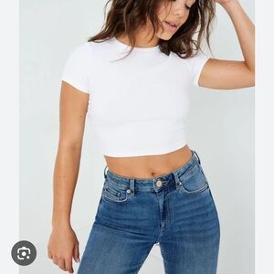 Garage White Cropped Tee Size Small